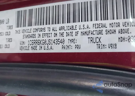 2018 Ram 1500 Express 4X2 5'7 Box z USA, uszkodzony, nr VIN 1C6RR6KG0JS143540